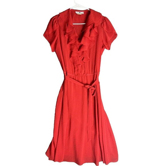 Jonathan Martin Womens Vtg Flutter Sleeve A Line Dress Size 14 Dapper Retro 50s - Picture 1 of 6